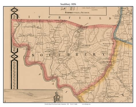 Southbury 1856 Old Town Map With Homeowner Names Connecticut Reprint New Haven County Ct Etsy