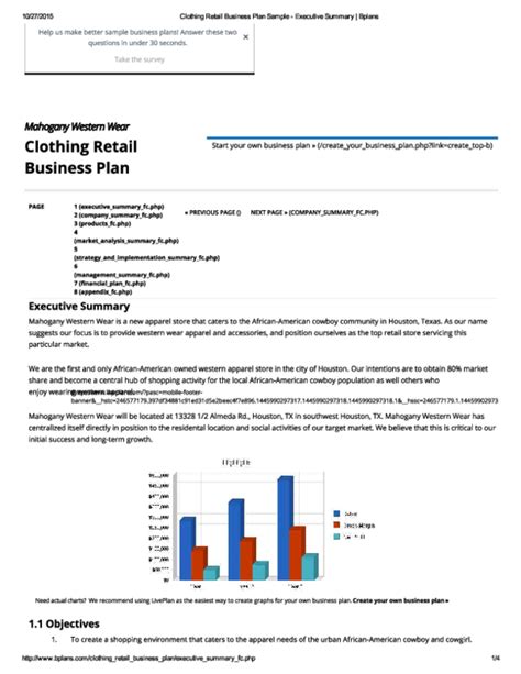 Pdf Clothing Retail Business Plan Sample Executive Summary Bplans