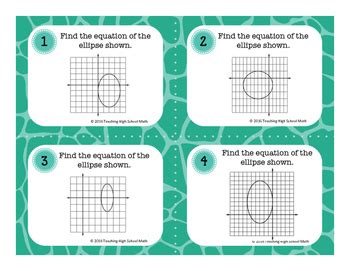 PreCalculus Conic Sections Ellipse Task Cards And Quiz TPT