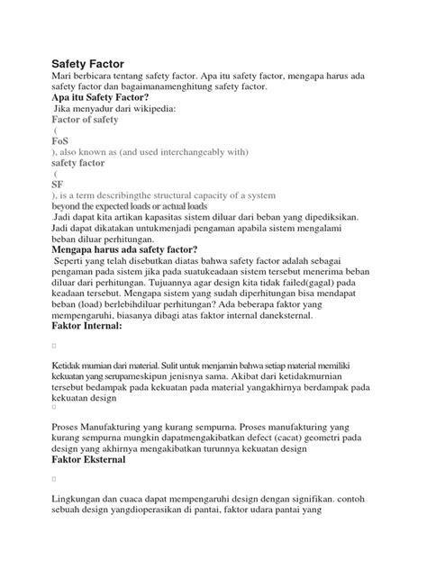 Perhitungan Safety Factor Pdf
