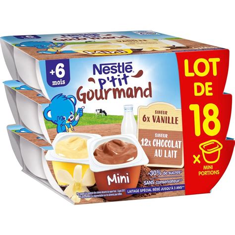 NESTLE Nestlé ptit gourmand chocolat vanille 18x60g dès 6mois pas cher