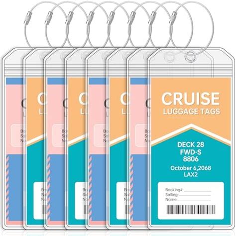 Teskyer 8 Pcs Cruise Luggage Tag Holder Waterproof Clear Durable