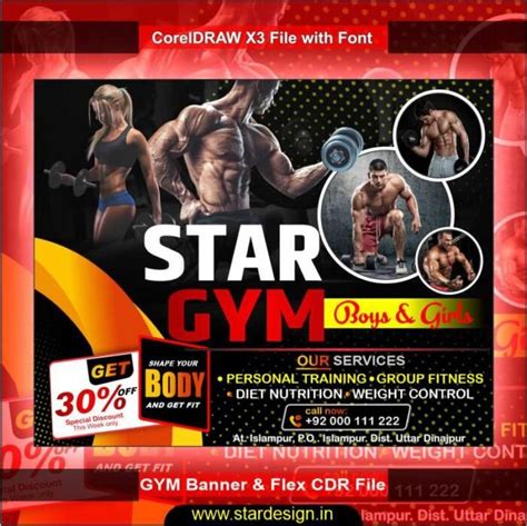 Gym Banner And Flex Cdr File Star Design