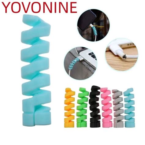 Yovonine Universal ซิลิโคนเกลียวสายชาร์จ Usb ตัวป้องกันสายไฟฝาครอบ