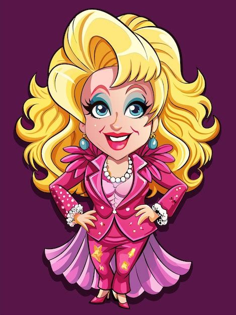 Dolly Parton En Magenta Et écrire Une Caricature Complète Du Corps
