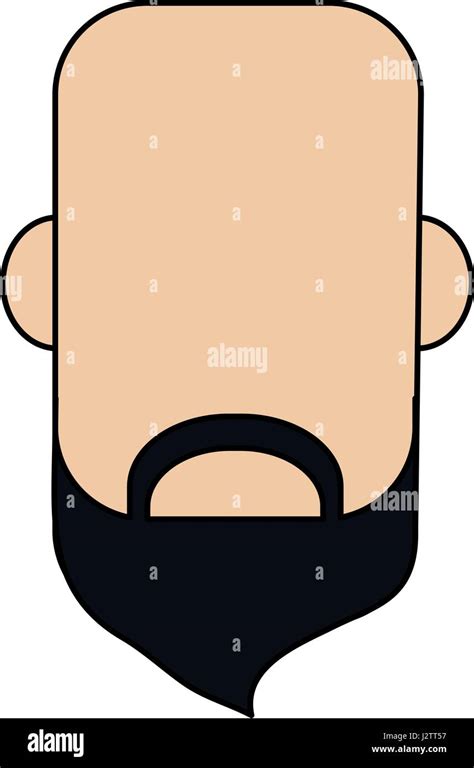 Colorful Caricature Image Faceless Front View Bald Man With Beard Stock