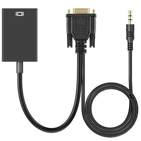 Adaptateur Vga M Le Vers Hdmi Femelle Sortie Audio Jack Mm Noir