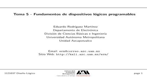 Tema 5 Fundamentos De Dispositivos Logicos Programableskali Azc Uam