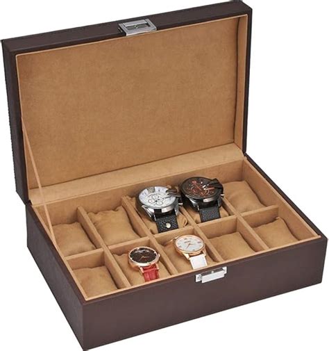 Fevilady 10 Ranuras Caja De Reloj De Cuero Portable Viaje PU Caja De