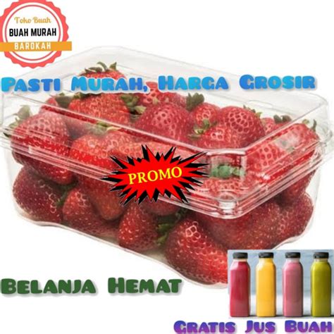 Jual Buah Strawberry Jumbo Besar Merah Fresh Segar Murah Per Pack 250gr