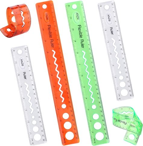 Flexible, Shatterproof Rulers - Dual Scale, Clear, Durable, 4PCS Set for Office, School, and ...