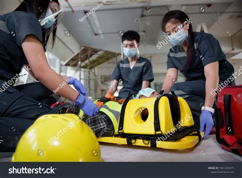 First Aid Injuries Work Accidents Using Stock Photo