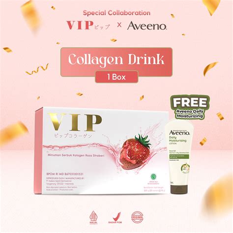 Jual Vip Collagen Drink 1 Box Free Aveeno Daily Moisturizing 71ml