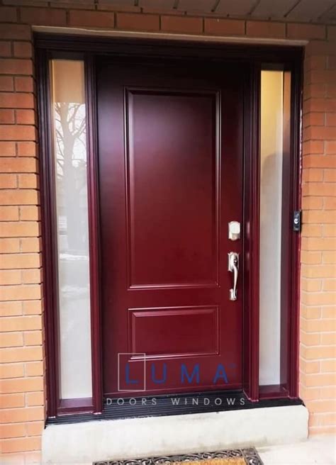Burgundy Steel Door With Sidelites ☑️ Steel Entry Door