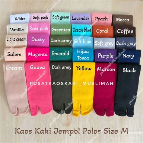 Jual TERBAIK KAOS KAKI JEMPOL POLOS 28 WARNA BAHAN NILON LEMBUT