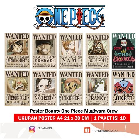 Poster Bounty One Piece Mugiwara Crew X Cm Paket Isi