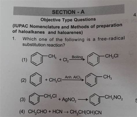 Section A Objective Type Questions Iupac Nomenclature And Methods Of P