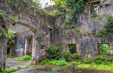 Abandoned Old Ancient Building Ruins Indoor Travel To Sao Tome And