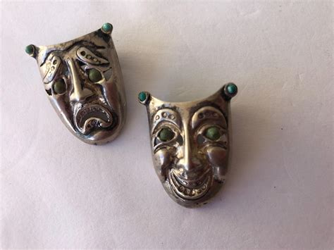 Vintage Mexican Taxco Sterling Signed Theatre Happy S Gem