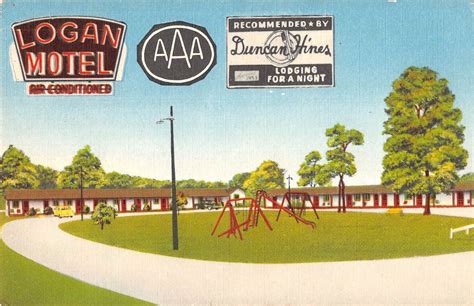 Russellville Kentucky View Of Logan Motel Playground Linen Antique Pc