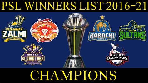 Psl Winners List All Seasons Pakistan Super League Winner Teams Name