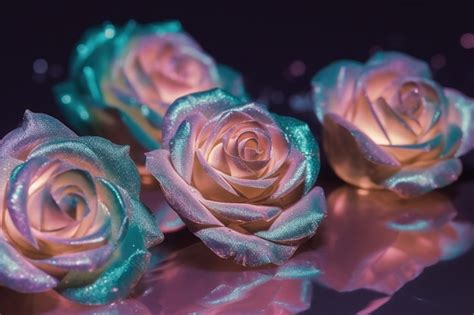 Premium Photo Pearl Hologhaphic Roses Dark Moody Romantic Background