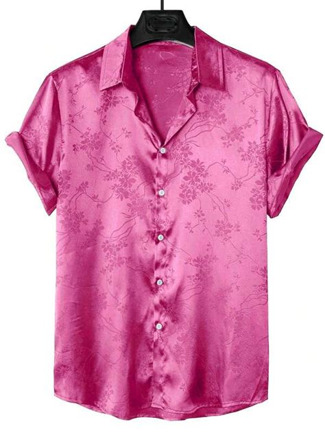 Manfinity Homme Hombres Camisa floral jacquard de satén Moda de Mujer