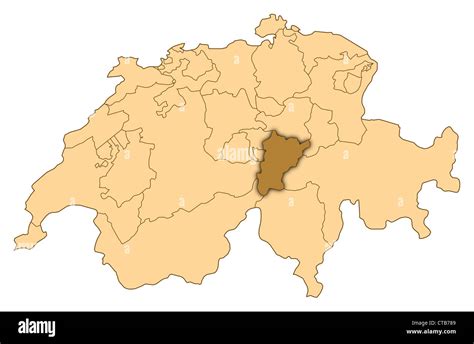 Map Of Switzerland Where Uri Is Highlighted Stock Photo Alamy