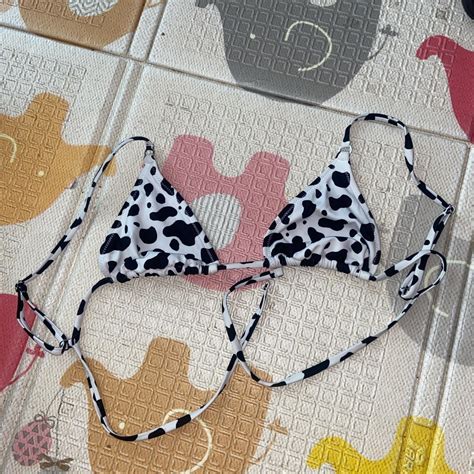 Cow Print Bikini Top Depop