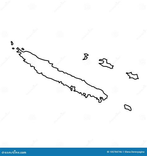 El Mapa De Nueva Caledonia Del Contorno Negro Curva En El Fondo Blanco