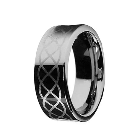 Couple Silver Tungsten Carbide Rings High Polished Laser Celtic Knot 8mm Wedding Band Tungsten