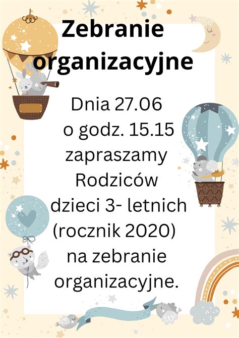 Zebranie Organizacyjne Maluszk W Przedszkole Publiczne Nr Sto Pociech