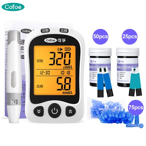 Cofoe 2 in1 MultiFunction Blood Glucose&Uric Acid Meter Glucometer Kit ...
