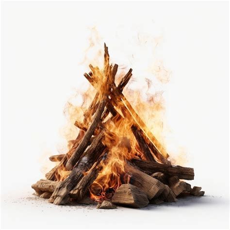 Premium AI Image Big Bonfire With Flame White Background Generative AI