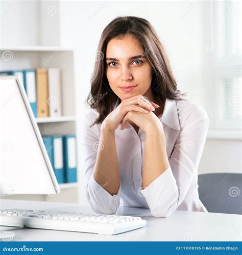 Young Business Woman with Computer Stock Image - Image of person ...