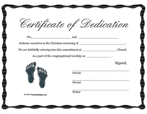Baby Dedication Certificate Template