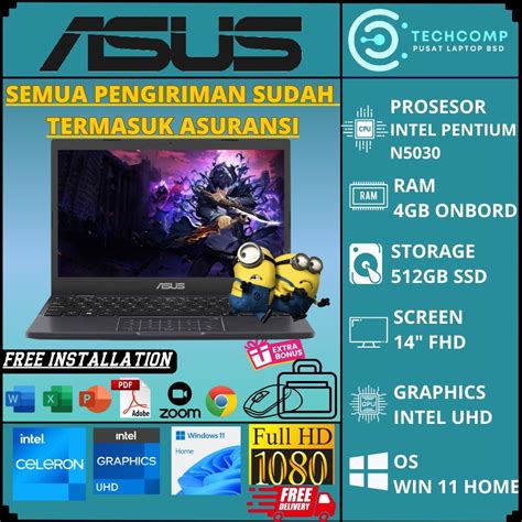 Jual LAPTOP SLIM DESIGN ASUS VIVOBOOK E410MA L410MA INTEL N4020 RAM