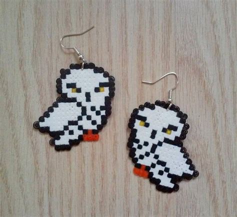 Boucles Doreilles Chouette Hedwige Harry Potter Perler Beads Hama