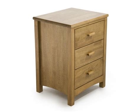 Serene Eleanor 3 Drawer Wooden Oak Bedside Cabinet By Serene Furnishings