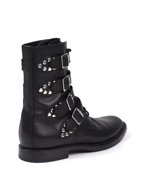 Lyst Saint Laurent Rangers Studded Leather Ankle Boots In Black