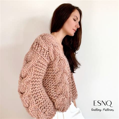 Chunky Cardigan Knitting Pattern By Esnq Knit Cable Knit Etsy Uk