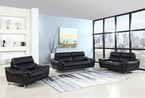 Black Genuine Leather Living Room GU168 Casye Furniture