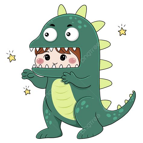 Godzilla Cartoon Clipart PNG Images, Cartoon Cute Godzilla Character Avatar Green Costume ...