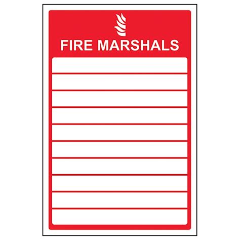 Fire Marshals List Safe Workplace Sign Adhesive Vinyl 300x400mm X3