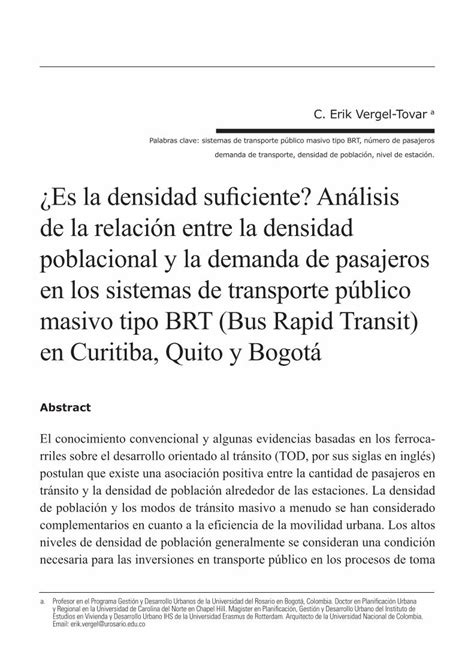 Pdf De La Relación Entre La Densidad Poblacional Y La Demanda Dokumen Tips