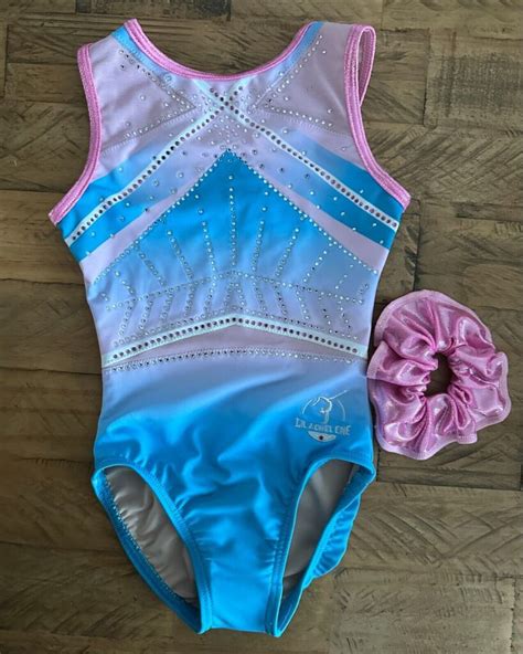 Rudi Blue And Pink Girls Gymnastics Leotard With Crystals Lilachelene