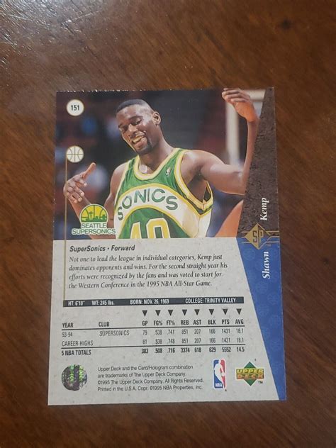 Upper Deck Sp Shawn Kemp Seattle Supersonic Ebay