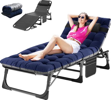 Slsy Portable Folding Sun Lounger 5 Position Adjustable Recliner