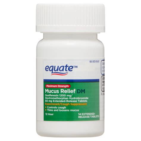 Buy Equate Mucus Relief Max Strength Cough Suppressant DM Tablets 14