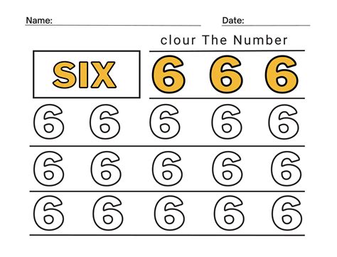 Number 6 Coloring Practice Worksheet With All Numbers For Kids Learning